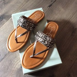 Jessica Simpson jeweled flip flops